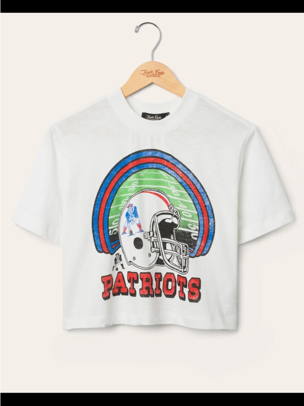 Junk Food Clothing White Patriots Graphic Tee with Red & Blue Accents